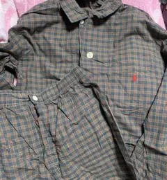ラスト新品未使用 ラルフローレン RALPH LAUREN   リネン　パジャマ プラッド コットン スリープ シャツ（ルームウェア/パジャマ