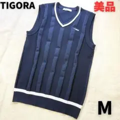 美品‼️【TIGORA】立体デザイン 刺繍ロゴ 軽量ストレッチ ゴルフニット M