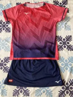 Mizuno 卓球ウェア上下セット ピンク/ネイビーレディースLサイズ
