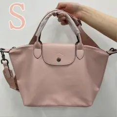 Longchamp ル プリアージュ キュイールトップハンドルバッグ S ピンク