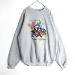 3644　ディズニー　キャラ　長袖　スウェット　刺繍　グレー