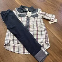 5歳チェック柄シャツ&デニムパンツセット