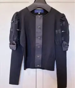 【新品】エムズグレイシー❤️インスタ掲載❤️リボンパール　ビジュ　カーディガン　黒