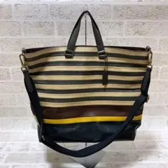 大容量 COACH 71197 ブリーカー バー ストライプ デイ トート