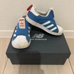 adidas originals メッシュ スニーカー 青 16cm