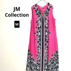 【ジェーエムコレクション】派手可愛いワンピース　ピンク✕ネイビー　Mサイズ