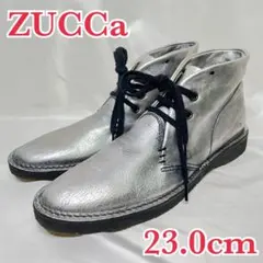 美品 ZUCCa チャッカブーツ シルバー レザー レースアップ Sサイズ