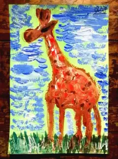 ken1作絵画 一点物ポストカード「kirin」