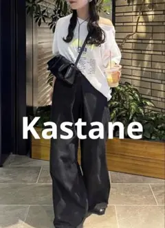 Kastane オフショルピグメントロゴTEE ホワイト　セール　ゆるダボ　新品