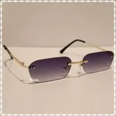 ◀︎リムレスサングラス ★新品未使用品★スクエア グレー グラサン 男女兼用