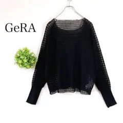 【美品】GeRA 【Ｍ】シアー長袖トップス　透け感　ゆったり　薄手　ブラック