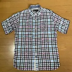 BEAMS HEART チェックドクロ柄半袖シャツ　M