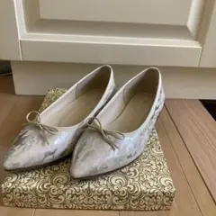 シルバー　フラットシューズ　23.0cm