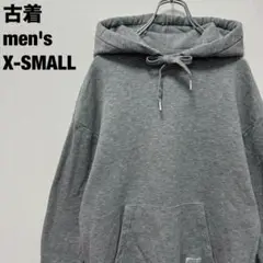 古着 H&M エイチアンドエム パーカー 無地 シンプル ワンポイント 灰色XS