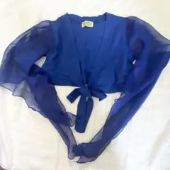 【美品】シフォン クロップドトップス　ブルー　青