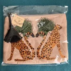 KANKAN チーター刺繍ポーチ