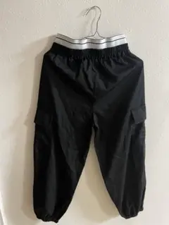 ブラックカーゴパンツ ストライプウエストバンド