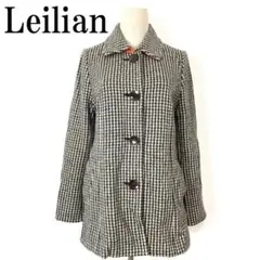 Leilian レリアン ウールコート 総柄 千鳥格子 9 B8869