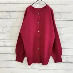 【GU】春夏トレンド ノーカラー カーディガン M レッド 体型カバー こなれ感