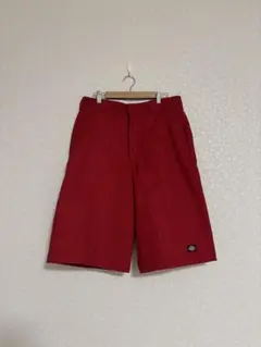 Dickies ハーフパンツ 赤 ショーツ 極太 七部丈