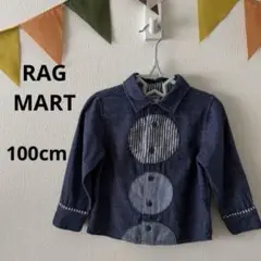 〈キッズ 100〉RAG MART デニム風 長袖シャツ
