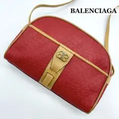 超希少✨バレンシアガ ショルダーバッグ 総柄 BB金具 PVC レザー レッド