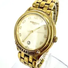 【新品電池】GHERARDINI ゴールド デイト ラウンド 腕時計 メンズ