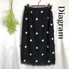【グレースコンチネンタルダイアグラム】花柄 刺繍 タイトスカート 黒 美品