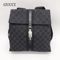 【極美品】GUCCI リュック ジャッキー GGキャンバス バックパック 革 黒
