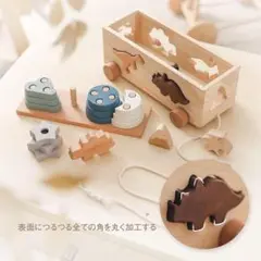 ❣️未使用品❣️木製パズル つみき 型はめ 形合わせ おもちゃ 木製 1歳 恐竜