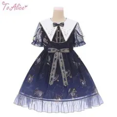 訳あり　【ToAlice】プラネタリウム刺繍入り半袖ワンピース　ロリータ