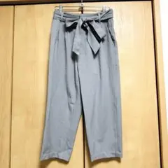 LOWRYS FARM グレー リボン付きカジュアルパンツ 七分丈