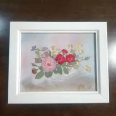 ふしぎな花倶楽部　押し花アート(花舟)　26白額