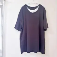 【wayswill】じまちゃん レイヤードデザイン 半袖Tシャツ チャコールグレ