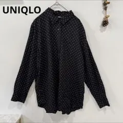 ユニクロ シャツ　トップス　ドット柄　レーヨンシャツ XL ブラック系