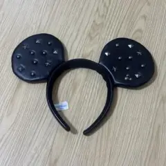 ミッキー耳カチューシャ 黒 スタッズ付き