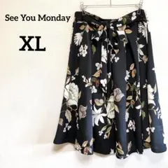 See You Monday【XL】フレアスカート 花柄 大きいサイズ リボン