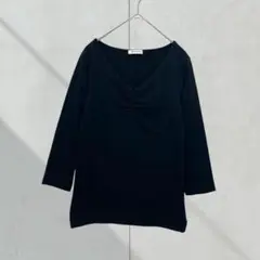 2787【marindenfant】カットソー　Tシャツ　七分袖　黒　Ｍ