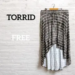 大きめサイズTORRID【FREE】ストライプ柄 フレアロングスカート