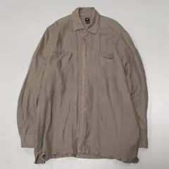 00s LDB リネン100% L/S シャツ ブラウンベージュ