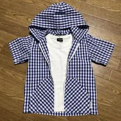 【未使用】COMME CA ISM ギンガムチェック 半袖シャツ 羽織り110A