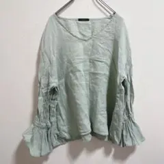 アーバンリサーチロッソ　麻トップス　薄緑色　フリーサイズ　ゆったりサイズ