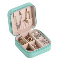 ジュエリー ボックス アクセサリー ケース コンパクト 旅行 ブルー 新品