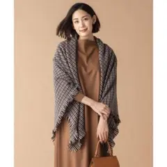 23区 カシミヤ ストール ダークブラウン系 大判