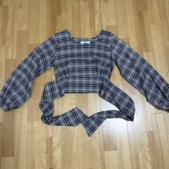 archives チェック柄 クロップド丈 トップス