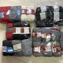 毛糸 まとめ売り 黒 グレー 白 赤 並太 中細 色々 ハンドメイド 糸