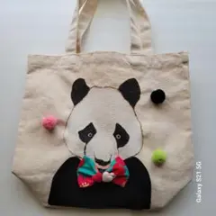 パンダ手描きトートバック