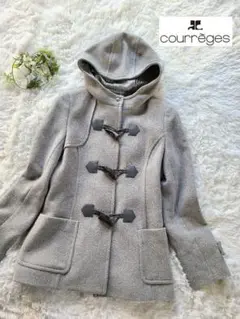 クレージュ♡courreges アンゴラ混 ダッフルコート グレー
