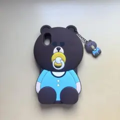 iPhone XRケース ブラウン チャーム付き