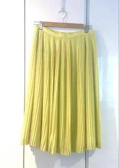 J.Crewプリーツスカート ひざ丈　ライムイエロー Mサイズ